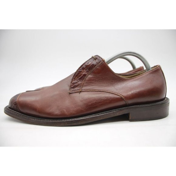 Belvedere Florence Brown Leather Handmade Men's Size 9.5 Shoes Ostrich Leg Skin - Picture 6 of 12